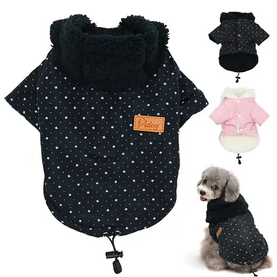 Yorkie French Bulldog Winter Dog Coats Fleece Lined Clothes Jacket Hoodie S-XL • £15.59