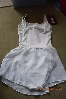 White Bloch/Mirella Wrap Skirted Tank Leotard -Size Petite M417L • £15