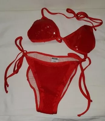 Stunning Extremely Rare Moschino Mare Vintage 90's Red Sequin Bikini Size 4 • $499.99