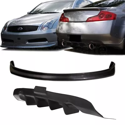 [SASA] 2x Combo For 03-06 Infiniti G35 Coupe Front + Rear Diffuser Bumper Lip PU • $301.53