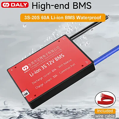 Daly 4S 7S 8S 10S 12S 13S 14S 60A Li-ion Battery BMS Common Port With Balance • $35.32