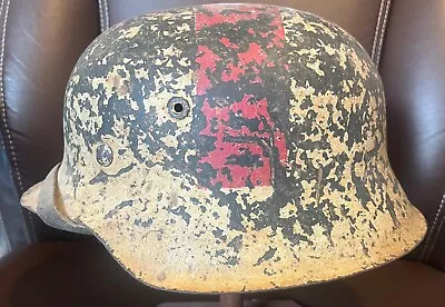 Original WW2 M-42 Winter Camouflaged Medic Stahlelm Helmet • $1100