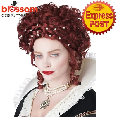 W870 Queen Elizabeth Lady Royal England Renaissance Victorian Costume Wig Pearl • £23.54