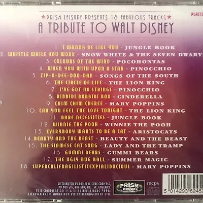 £0.99 • Buy Various Artists - Tribute To Walt Disney (2003) Mary Poppins, Lion King , Cd