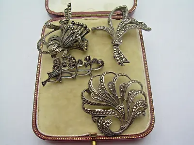 £12.99 • Buy Antique Art Deco Silver Marcasite Brooches X Four.