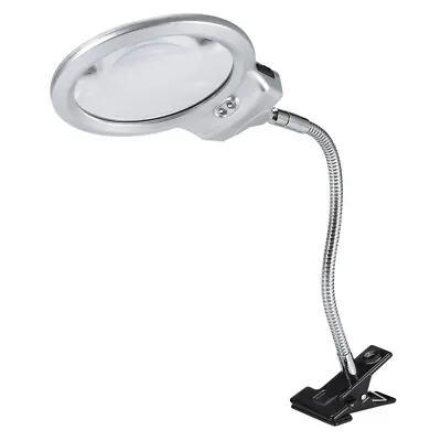 Large Lens Table Top Desk Lamp Lighted Magnifier Magnifying Glass With LED L Ggm • £16.79