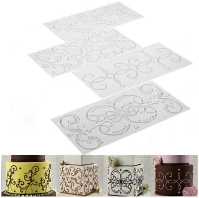 4-Piece Cake Decorating Tools Quilted Fondant Imprint Mat Pad Set Floral Pattern • £4.50