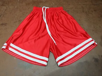 Vintage Krown Unisex Kids Soccer Basketball Shorts 3 Stripe Red White YS • $8.39