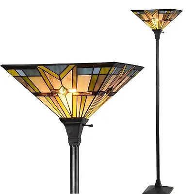 Tiffany Torchiere Floor Lamps Vintage Antique Stained Glass Standing Lighting • $169.99