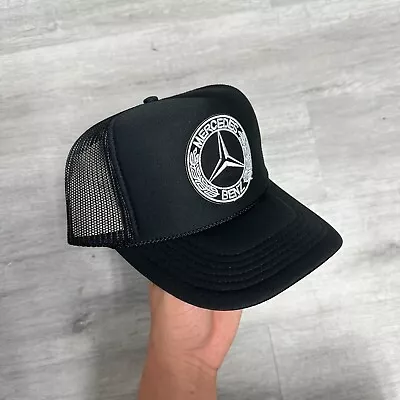 New Mercedes All Black Vintage Hat 5 Panel High Crown Trucker Snapback Vintage • $25.95