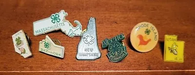  Vintage 4-H Club Clover Hat Lapel State Pins USA & Canada Lot Of 7 • $25.99