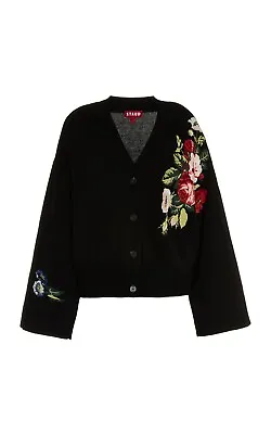 $207.99 • Buy NEW Staud Women's Rook Floral Embroidered Cardigan In Black Size XL #S4871