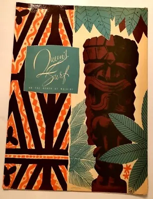 $752.18 • Buy Queen's Surf Restaurant Surfside Dinner Menu TIKI Waikiki Beach Honolulu Hawaii 