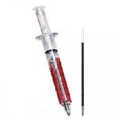 £2.49 • Buy NOVELTY SYRINGE BLOOD PEN NURSE MIDWIFE DOCTOR & Refill - Writes In BLACK Ink