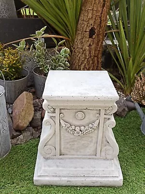 GARDEN SQUARE PLINTH PEDESTAL Aged Stone  / STAND ORNAMENT STATUE STAND 27KG • £75