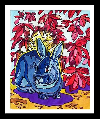 Cottontail And Virginia Creeper Original Acrylic Painting M. Newman • $25