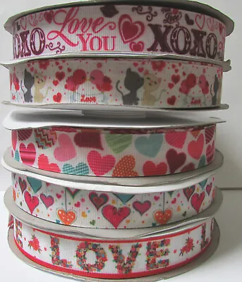 2 Metres Grosgrain Ribbon Love Hearts Valentine's Day Scrapbooking 22mm Gift New • $4.95