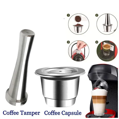Nespresso Stainless Steel Coffee-Capsule Refillable Reusable-Pods Tamper Set AU • $30.96