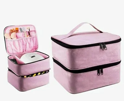 Nail Dryer Case Box For Nail Varnish Polish Cosmetics Holds 30 Bottles Pink • £14.49