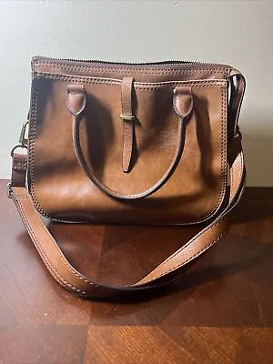 VTG FOSSIL Ryder Brown Leather Satchel Bag  With Shoulder Strap • $30