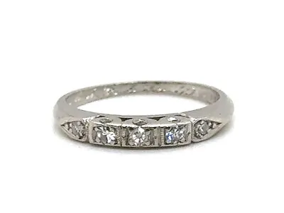 Genuine Antique Deco Diamond Wedding Band Dated 4-24-1949 Platinum Ring • $495