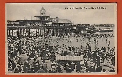 £1 • Buy Early Postcard, Busy Sands, Pier & Landing Stage, New Brighton