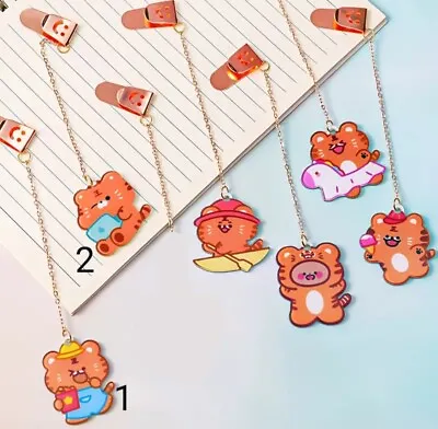 Cute Kawaii Bookmark Tiger Chain Stationary Gift School Office Korean Japanese • £3.99