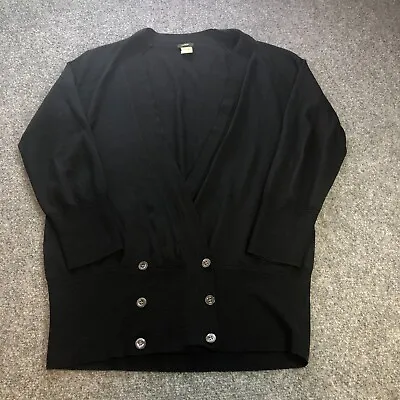 J Crew Cardigan Sweater Womens Large Black Long Merino Wool Button Long Sleeve • $9.95