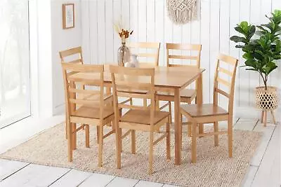 Oak Rectangular Kitchen Dining Set Table 6 Chairs Solid Wood Birlea Cottesmore • £349.99