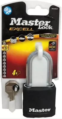 Master Lock Excell M515DLH Black Rubber Laminate Padlock 4 Keys Security Level 9 • £12.99