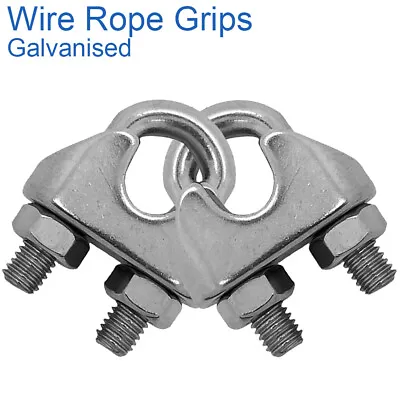 5mm WIRE ROPE CLAMP GRIPS HEAVY DUTY U BOLTS GALVANIZED DIN 741 • £3.39