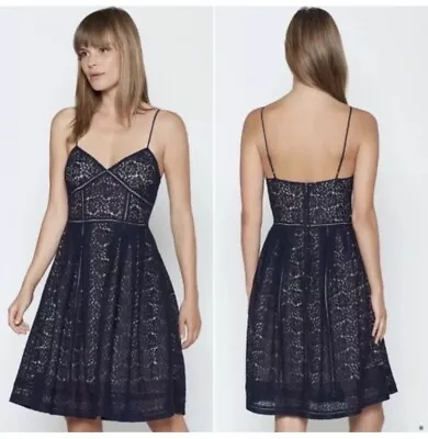 Joie Solandra Sleeveless Lace Dress Navy Blue A Line Party Cocktail Sz 10 • $3.99