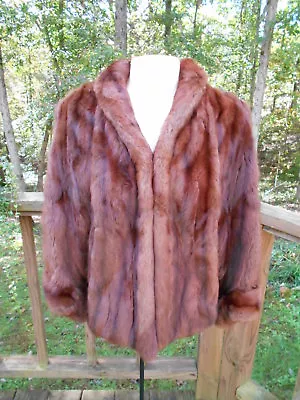 Mahogany Squirrel Mink Style Genuine Fur Stole Cape Wrap Bolero Coat Size L • $149.99