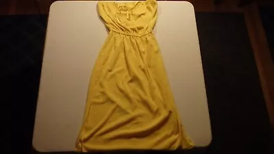 Vintage 1970's Yellow Terry Cloth Dress With Bow Elastic Waist Size 7 • $30