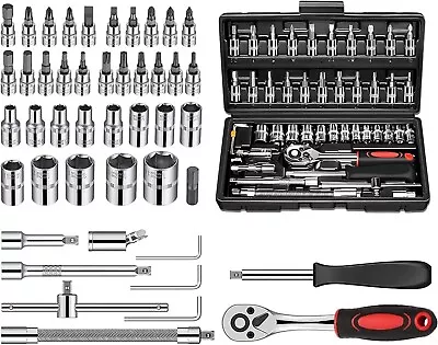 1/4 Inch Drive Socket Set 46 Pcs Ratchet Socket Wrench Set Socket Set Wrench Set • $29.99