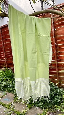 100% Cotton Turkish Bath Peshtemal Green Striped Towel For Beach BathHoliday • £13.50