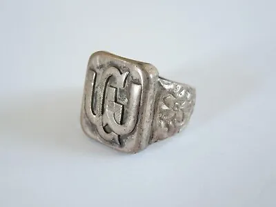 Old 800 Silver H.Leubecker Seal Ring Ring Monogram GW Or Wg 0.3oz/Gr.56 • $88.83