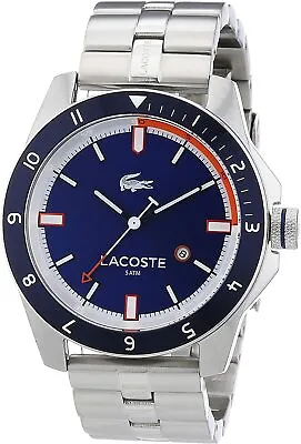 GENUINE Lacoste Durban Men's 44mm Silver Stainless Steel Analogue Bracelet Watch • £61.25