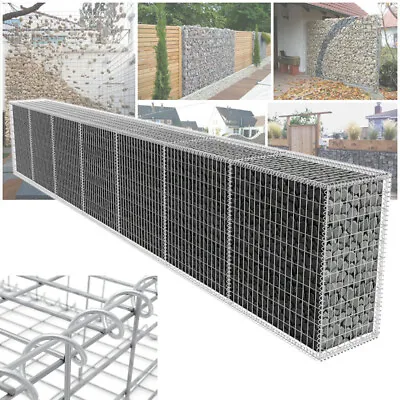 Gabion Baskets Garden Mesh Outdoor Patio Cages Wire Stone Wall Planter Border • £85.99