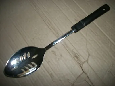 Vintage Slotted Serving Spoon With A Black Plastic Handle - Unbranded - Korea • $7.99