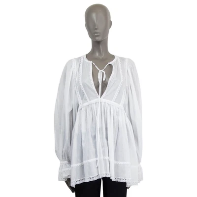 £921.28 • Buy 66845 Auth DOLCE & GABBANA White Cotton LACE TRIM VOILE TUNIC Blouse Shirt L