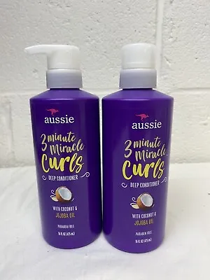 Aussie 3 Minute Miracle Curls Deep Conditioner 16 Oz Pump Coconut Jojoba Oil 2pk • $29.99