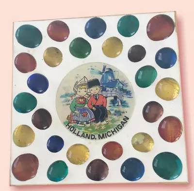 VINTAGE - Holland Michigan MI SOUVENIR COLORED GEM TRAY 5  DUTCH WINDMILL  • $4.98