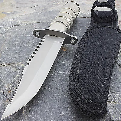 8.5  TACTICAL STAINLESS STEEL MILITARY SURVIVAL KNIFE Bowie Hunting Fixed Blade • $9.95