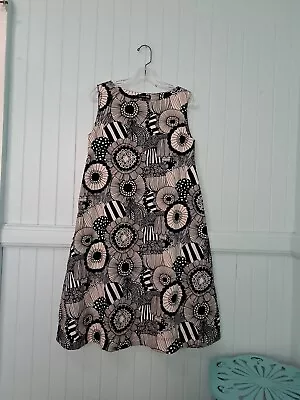 Marimekko X Uniqlo Dress A-Line Sleeveless Cotton Sz S Pockets Floral Beige • $49.99