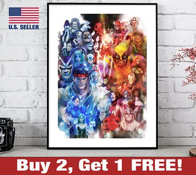 Marvel Vs Capcom Poster 18  X 24  Print Anime Street Fighter Game Room Wall Art • $13.48