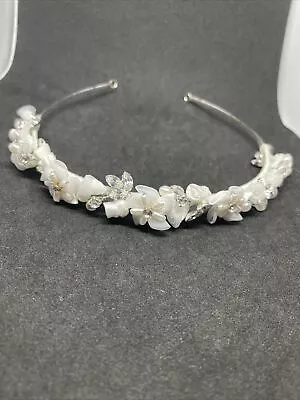 $15 • Buy Silver Headband Crystal Tiara Women Pearl Wedding Prom Birthday Bridal Headpiece