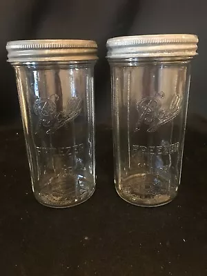 $20 • Buy Two Vintage Ball Freezer Jars With Zinc Covers - Ribbed - Dated 1933-1962