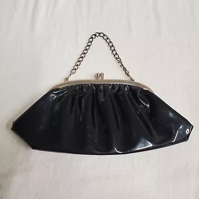 Vintage Mid Century Modern Black Purse Clasp Clutch Bag Chain • $15