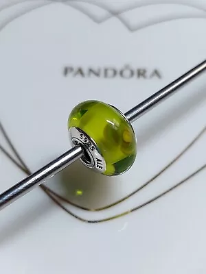 Genuine Pandora Silver 🌼 Green & Flowers 🌼 Murano Glass Bead Charm S925 ALE • £10